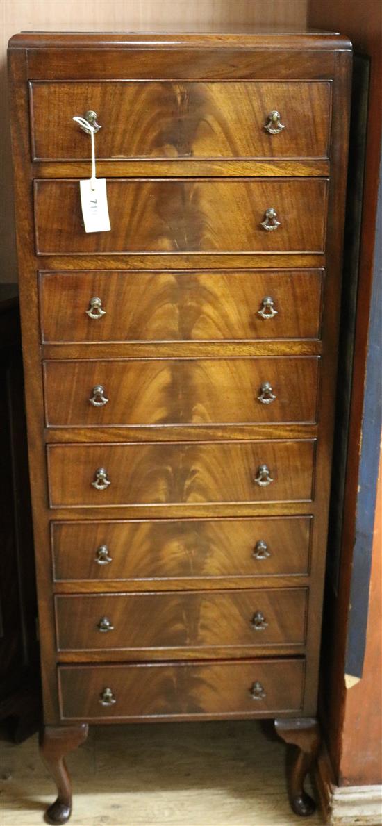 A mahogany sheet music cabinet fitted eight drawers on cabriole legs W.46cm